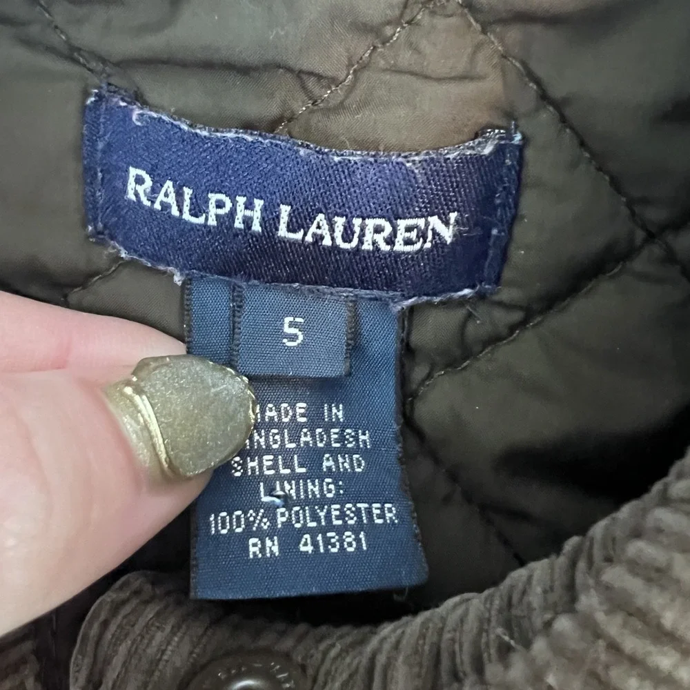 Y2K Ralph Lauren Jacket Toddler 5 Quilted Corduroy Collar Barn Equestrian Preppy
